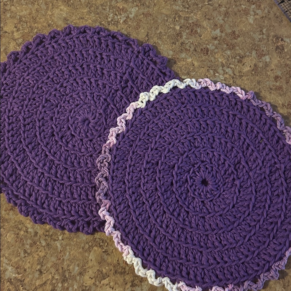 2 Handmade Crochet dish cloths - purple